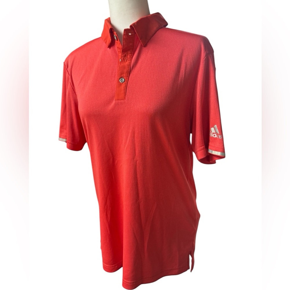 Adidas Climachill Core Mens small Polo shirt golf athleisure orange coral active